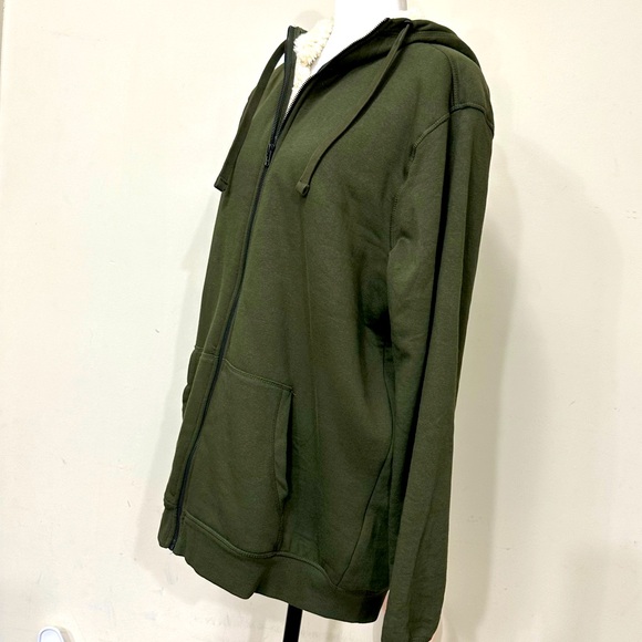 NEW Livergy Sherpa Lined Deep Green 30" Zipper X-Long Hem Hoodie Sweatshirt XXL - Picture 4 of 15
